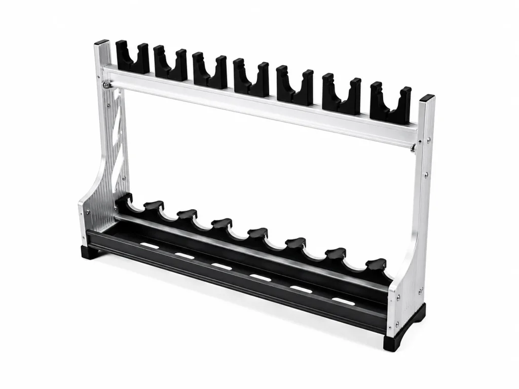 fishing A durable fishing rod rack designed to organize and protect rods as part of a well-managed fishing gear setup.