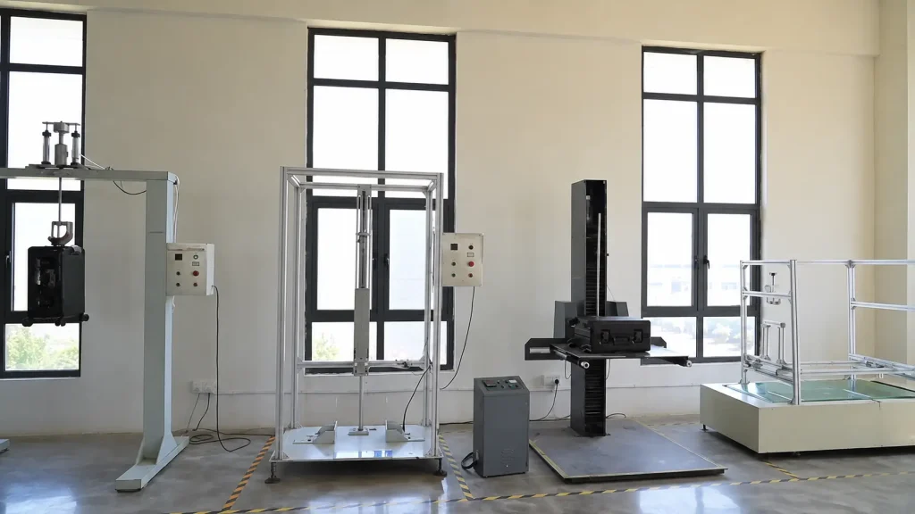 Luggage and Travel Products quality testing equipment in a manufacturing facility.