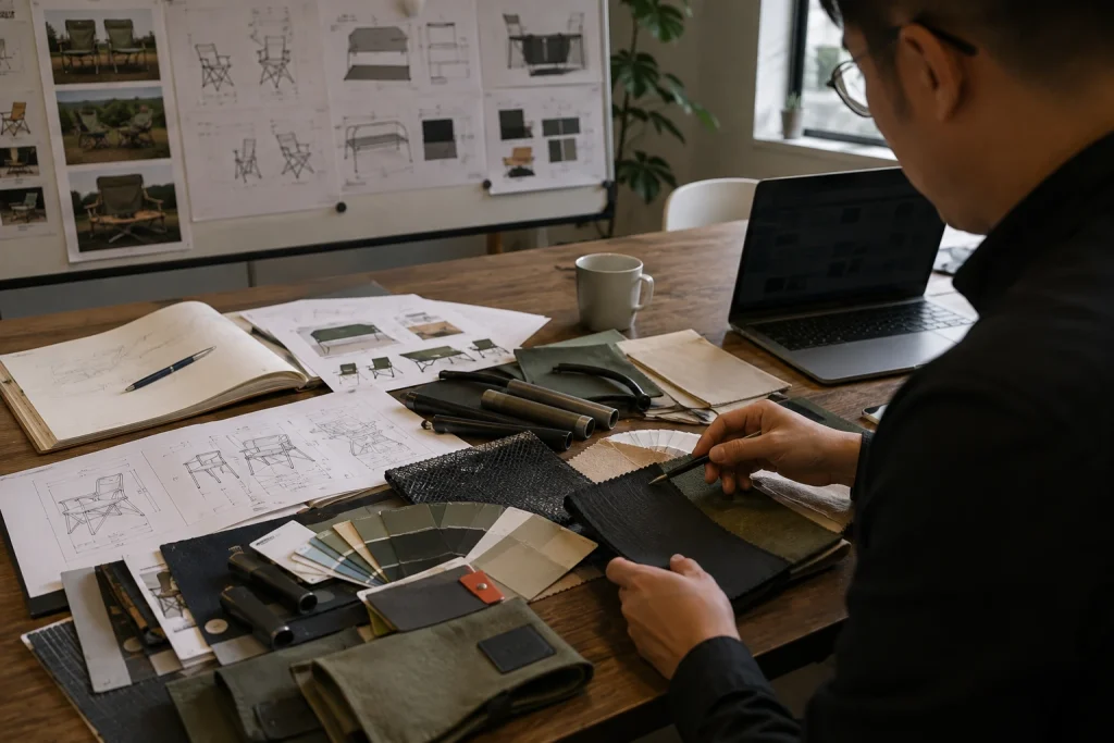 Camping Furniture customization often starts with selecting materials, fabrics, colors, and design details before samples are confirmed for production.