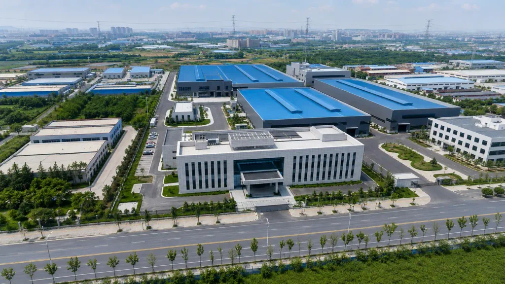 Aerial view of an industrial manufacturing complex in China