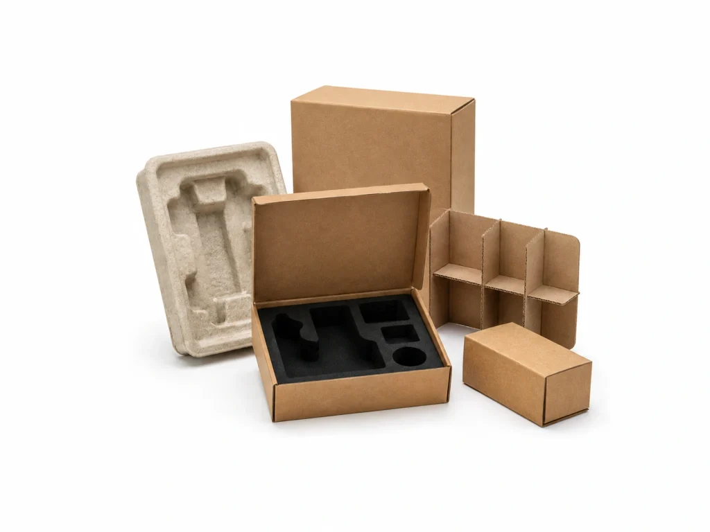 Private label packaging with custom retail boxes and protective inserts.
