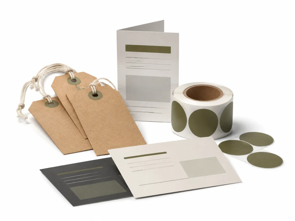 Custom tags, stickers, and printed inserts for private label outdoor products.
