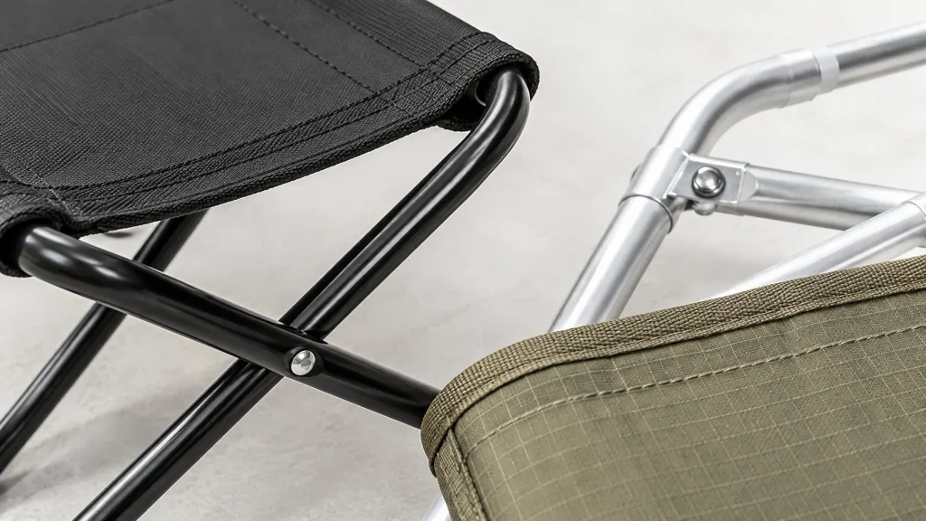 Camping Stools from China: A Sourcing Guide Steel and aluminum camping stool frames with Oxford and ripstop fabric seats sourced from China.