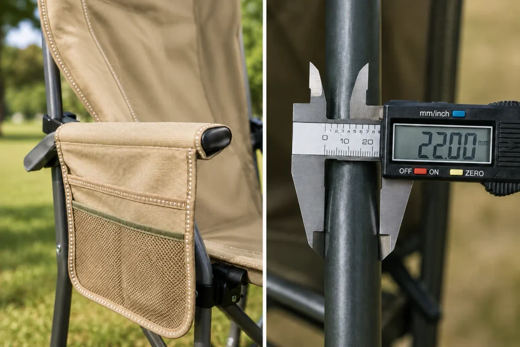 Camping Furniture Quality Control and Inspection camping chair quality inspection with fabric and frame measurement