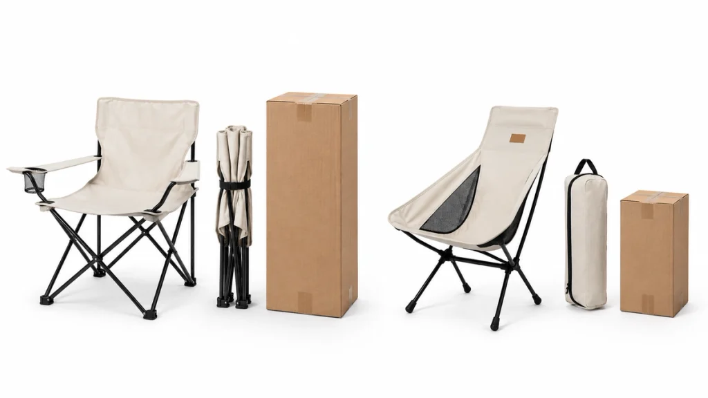 Camping chair folded size, packaging and carton comparison for CBM evaluation