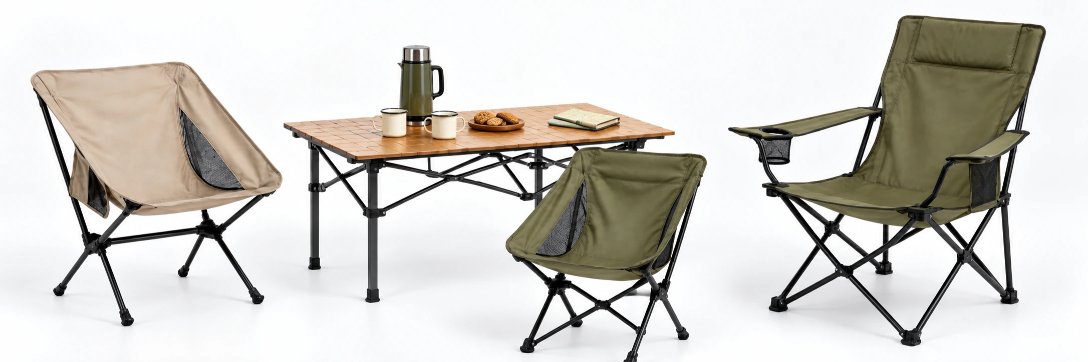 Camping chairs and table for outdoor product development