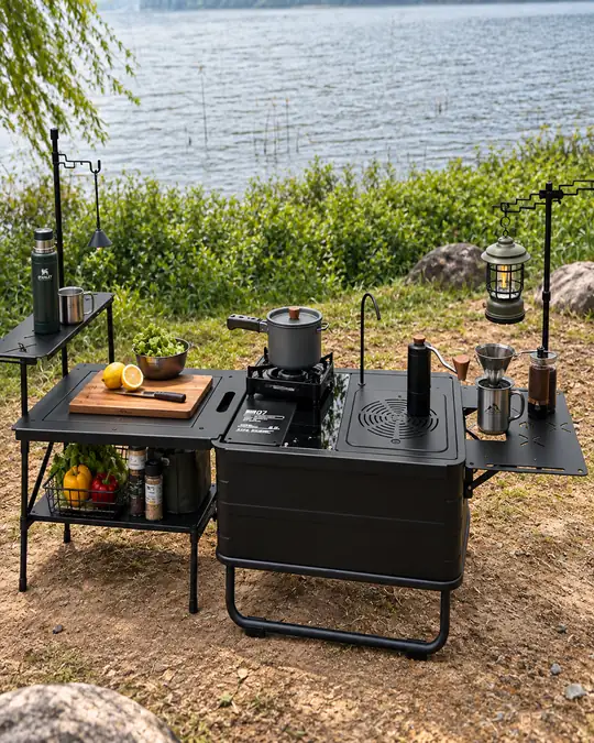 Application-based outdoor product sourcing for camping setup