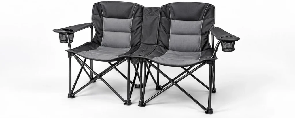 Custom double camping chairs from China with folding steel frame