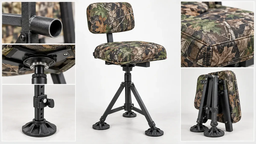 Hunting Chair Suppliers in China Hunting chair specifications including frame, swivel mechanism and adjustable legs